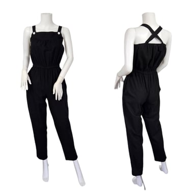 1980's Black Cotton One Piece Jumpsuit I Sz Sm 