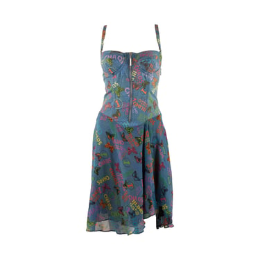 Versace Blue 'Blind Date' Butterfly Dress