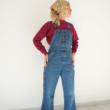 Vintage Washington Dee Cee Overalls 34"W | Denim Medium Blue V Back Carpenter Dungarees | Painter Overalls | Bib Overalls 