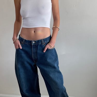 32 Levis 570 vintage jeans / vintage pristine slouchy boyfriend dark wash high waisted zipper fly tall baggy Levis 570 jeans | 32 33 