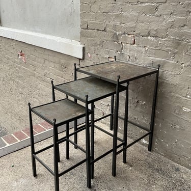 Set of 3 Iron and Slate Nesting Tables