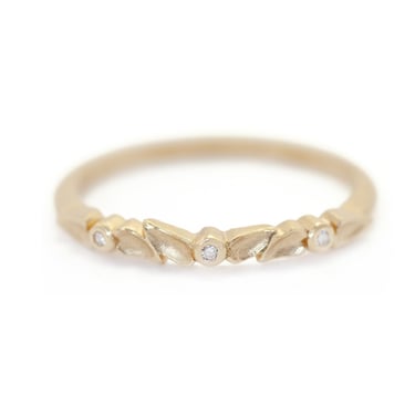 Buttercup Petal Topper Band - 18k Yellow Gold + Diamonds (.02 ctw)