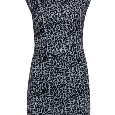 Rebecca Taylor - Grey & Black Leopard Print Sheath Dress  Sz 4