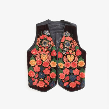 90s floral embroidered velvet Guatemalan vest 