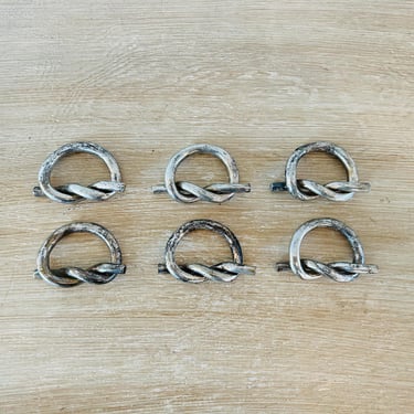 Vintage Silver Plate Knot Napkin Rings - Set of 6 - Dorothy Thorpe Inspired - Knotted Design - Nautical 