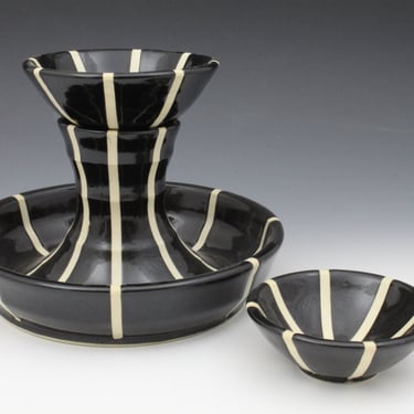 Black and White Striped Scorpion Bowl / Chip and Dip 