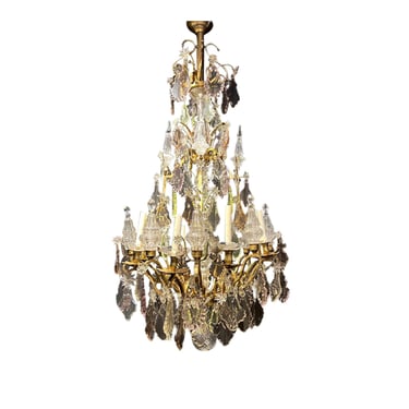 1920’s Bronze Colorful Crystal Chandelier