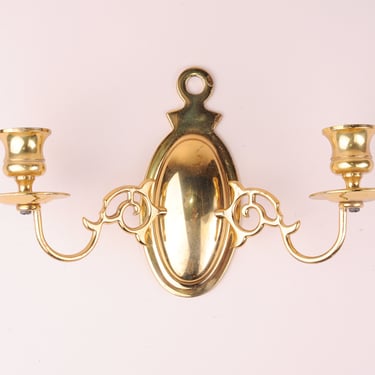 Vintage Double Arm Brass Wall Sconce 