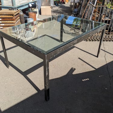Steel Frame Glass Top Dinning Table