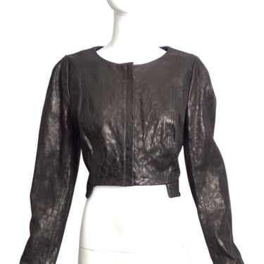 TEMPERLEY-NWT Black Patterned Leather Jacket, Size 6