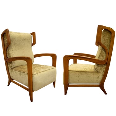 Gio Ponti Rare and Important Pair of Lounge Chairs 1940s (COA from Ponti Archive)