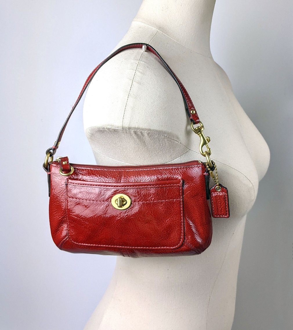 Coach red cheap patent leather bag