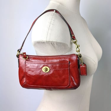 Vintage Red Coach Pochette Leather Bag