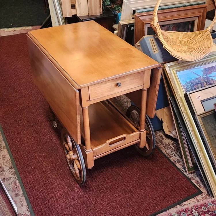 Vintage Maple Serving Trolley.