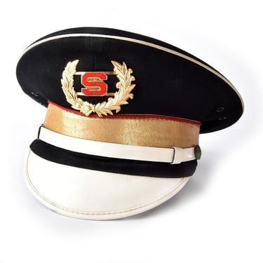 Vintage US American Military Music Musical Guard Band Hat Uniform Mid Century Ostwald Costume 1950's, 1960's Black White Red Wool 