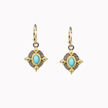 Turquoise &amp; London Blue Topaz Crivelli Drop Earrings