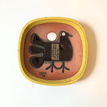 Susana Espinosa Pottery Bird Plate - Puerto Rico 1974 