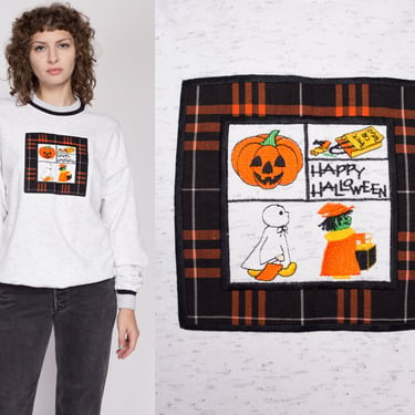 Lrg-XL 90s Halloween Sweatshirt Unisex | Vintage Trick Or Treat Graphic Crewneck Pullover 