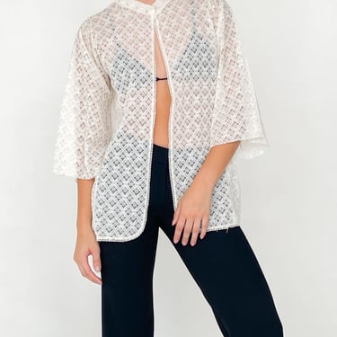 White Lace Embroidered Tunic Blouse (S-M)