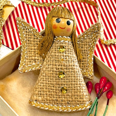 VINTAGE: Jute Angel Ornament - Natural Fiber Ornament - Handcrafted Christian - Holiday - Made in Bangladesh - SKU 15-B1-00034490 