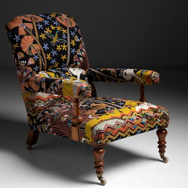 Armchair in Pierre Frey Embroidered Fabric