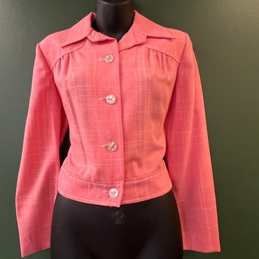 1970s cropped jacket vintage peach hippie blouse medium 