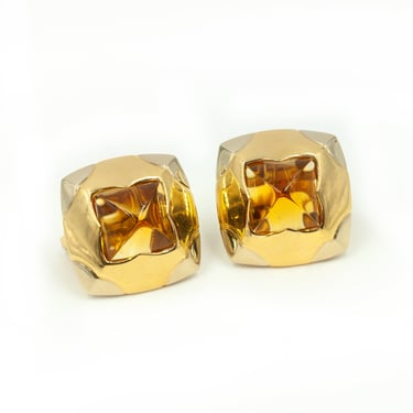 Vintage BVLGARI 18kt  Yellow Gold and Citrine Earrings
