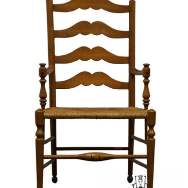 ETHAN ALLEN Country Craftsman Collection Solid Maple Early American Ladderback Dining Arm Chair w. Rush Seat 19-6301A 