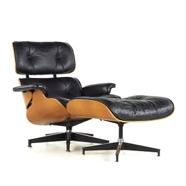 Eames for Herman Miller Mid Century Cherry Lounge Chair and Ottoman - mcm 