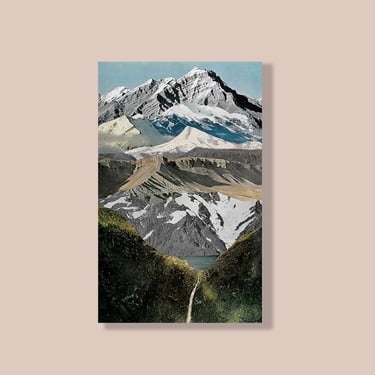 Collage Print, Mountain Collage, Vintage Collage Art, Sextuplet Peaks - Analog Paper Collage Print 