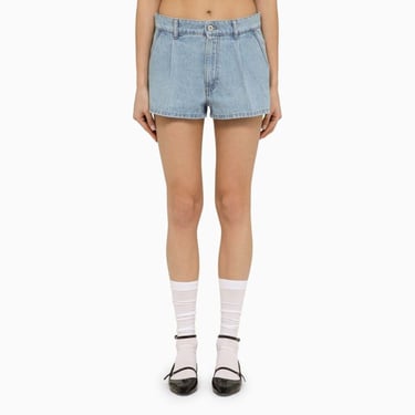 Miu Miu Women Light Blue Denim Short With Logo