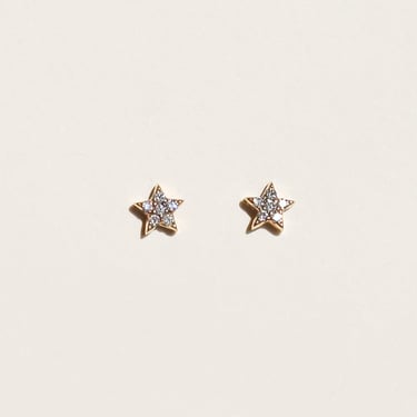 10K YELLOW GOLD STAR STUDDED DIAMOND EARRINGS