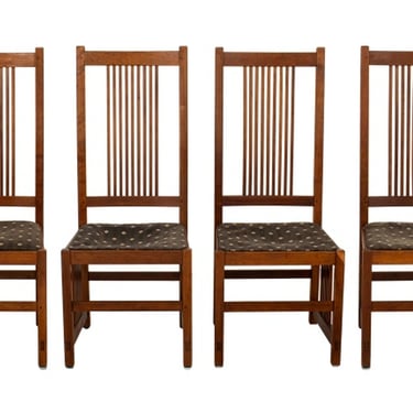 L. & J.G. Stickley Oak Dining Chairs, 6