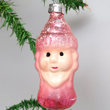 Vintage 1950's Russian Santa Mercury Glass Christmas Tree Ornament, Antique New Year Decor 