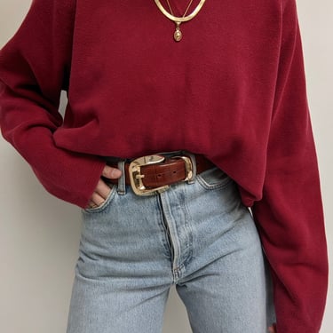 Vintage Faded Cranberry Cotton Sweater