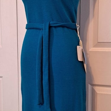 Vintage 1950's Lebanon Mills Teal Blue Sleeveless Wiggle Party Dress 31