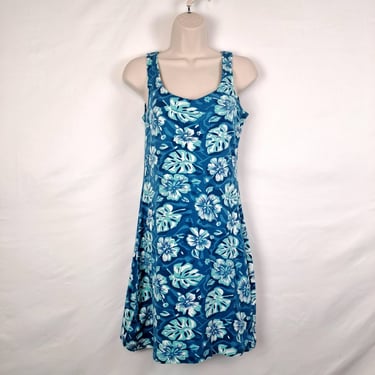 Vintage Y2K Blue Tropical Sun Dress 