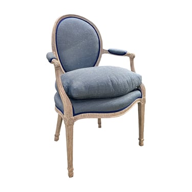 Louis XVI Oval Back Creme Painted Fauteuil
