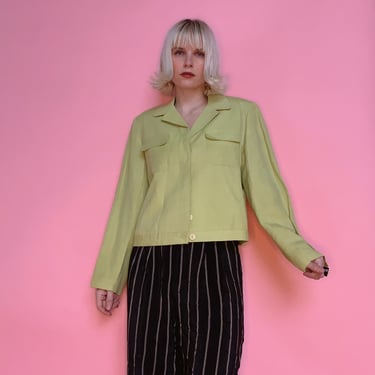 Vintage 90s Linen Blend Cropped Jacket 