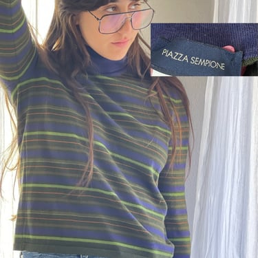 PIAZZA SEMPIONE Made in ITALY turtleneck sweater Top Italian chic unisex M 