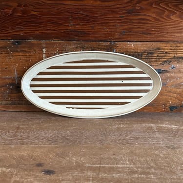 Oval Platter -  Warm White and Brown Striped 