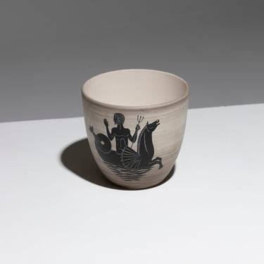 CACHE-POT "NEPTUNE" EN FAÏENCE, HENRI MILET, 1950s