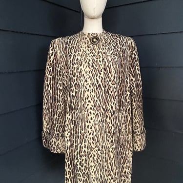 Amazing 1940s Leopard Print Swing Coat 