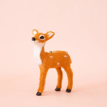 Fur Reindeer Doe Ornament