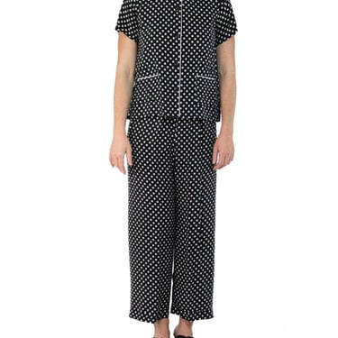 Morphew Collection Black & White Polka Dot Cold Rayon Bias Pajamas Master Medium 
