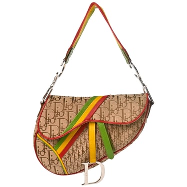 Christian Dior 2004 Rasta-Color Trotter Saddle Handbag