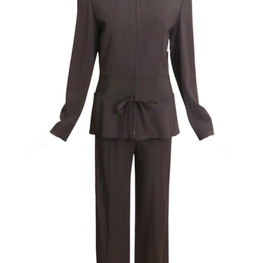 CHRISTIAN DIOR- 2001 Brown Wool Pant Suit, Size 8