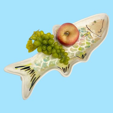 Vintage Fish Platter Retro 1980s Coastal or Beach + By Animals and Co. + 7/91 + Ceramic + Serving Food + Kitchen Storage + Fish Home Decor 