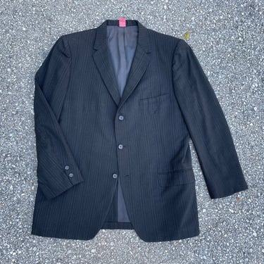 Mid century ‘50s DON DOUGLASS Hess Bros. black wool shadow stripe sport coat | true vintage men’s jacket, narrow lapel 