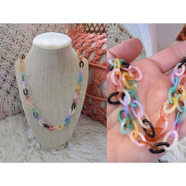Rainbow Choker Necklace Plastic Chain Jewelry 